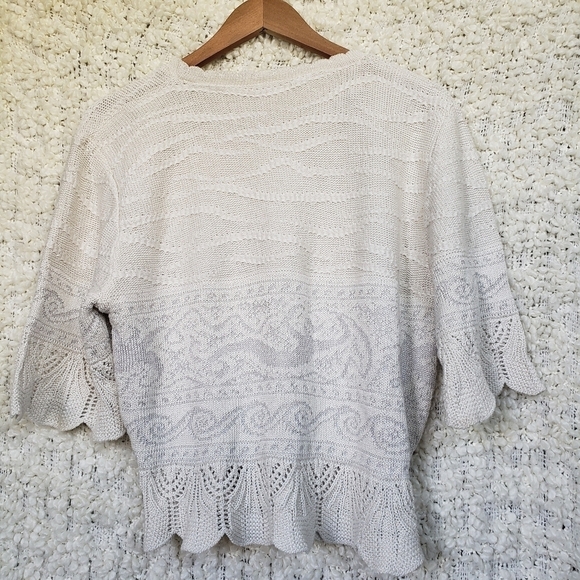 Vintage grandmacore cottagecore knit mermaid short sleeve sea medium large - Picture 12 of 12